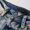 #847 Amiri flowers pattern jean shorts blue