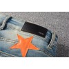 #824 Amiri orange Star patches jeans blue