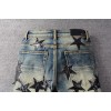 #694 Amiri black star leather jeans