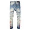 #836 Amiri red cashew pattern in pants leg jeans blue