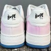 Bape Sta Shoes Colorful Leather Shoes White Pink Blue
