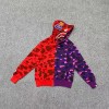 [Best Quality] 1:1 Bape Shark half camo hoodie zip-up pullove purple red