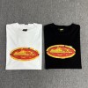 Corteiz gold and red badge tee white black
