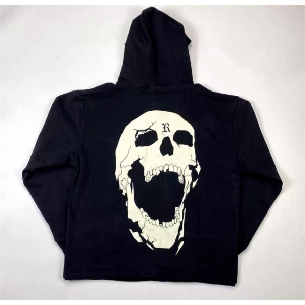 Revenge bones reflective hoodie black white