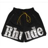 Rhude leather lettering patch mesh shorts 4 colors
